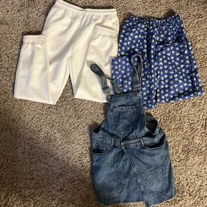 Denim Overalls and Floral Top Set